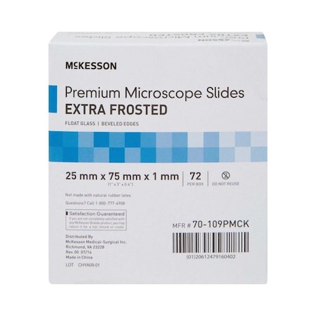 Mckesson Glass Microscope Slide, 25 x 75 x 1 mm, 72PK 70-109PMCK